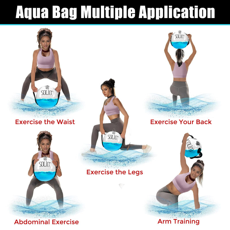 Water Weights Aqua Bag, Workout Sandbag Alternative Strength Training Sand Bag Portable Stability Fitness Equipment – Ultimate Core and Balance Training for Home Gym Ball Shape Aqua Bag