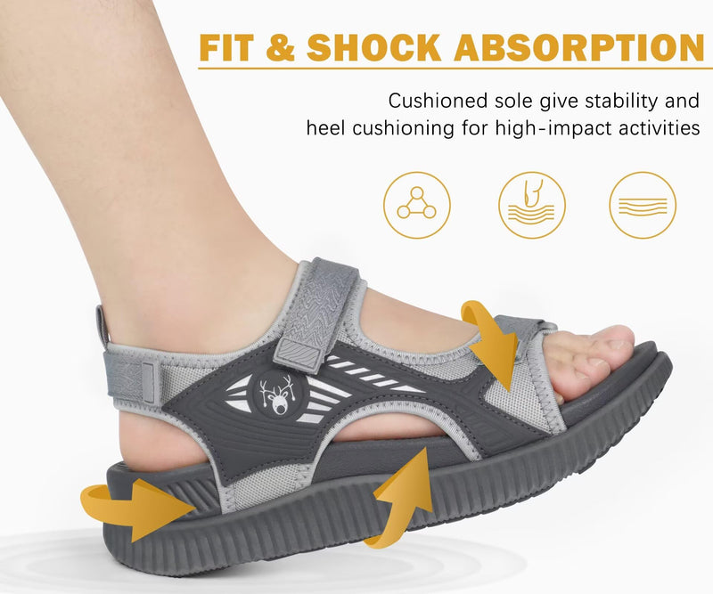 KuaiLu Womens Orthopedic Walking Sandals with Comfortable Arch Support 9 Grey