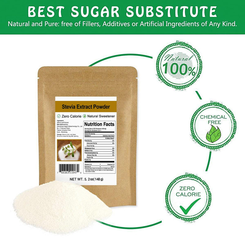 Pure Stevia Extract Powder without Erythritol 5.2oz(148g) - Highly Concentrated Stevia Powder Sweetener, Zero Calorie, No Artificial, Natural Sugar Alternative Pure 5.2 Ounce (Pack of 1) - BeesActive Australia