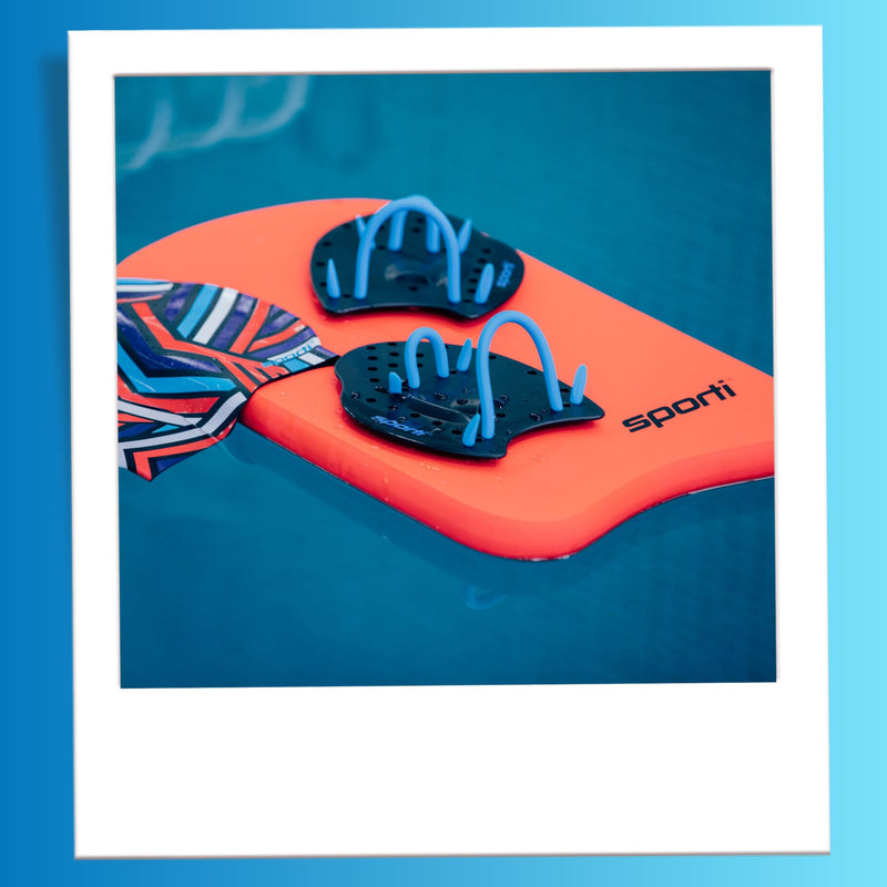 𝗦𝗽𝗼𝗿𝘁𝗶 Power Swim Paddles for Lap Swimming - Adjustable Straps - Lap Swimming Gears - Hand Paddles for Adults & Kids Small