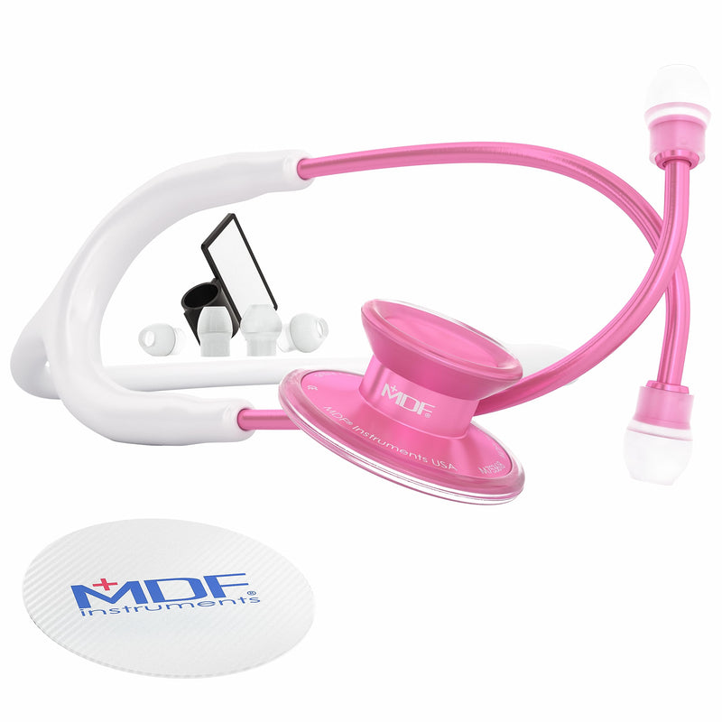 MDF Instruments Acoustica Lightweight Stethoscope for Doctors, Nurses, Students + Stethoscope Hard Travel Carrying Case, Medium
