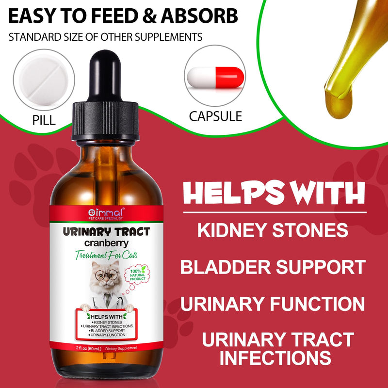 Cat Urinary Tract Infection Treatment, Cat UTI Treatment Drops Supports Bladder, Kidney Stone, Cranberry Kidney Bladder Support Supplement, Chicken Flavor, 60ml