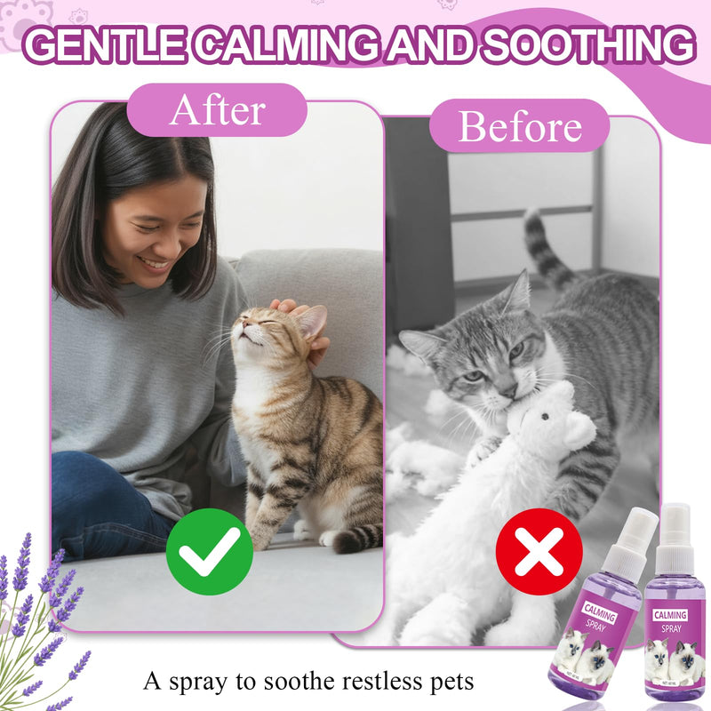 2 x 60 ml classic spray, pet spray, relaxation spray, cat spray, soothing pet, relieves anxiety stress, ambient spray for additional relaxation, home and travel 2x60ml