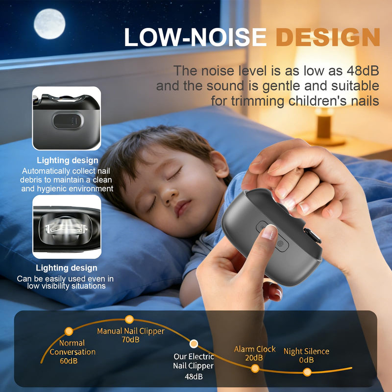 Electric Nail Clipper, Automatic Electric Nail Clipper, Portable 3-in-1 Electric Nail Trimmer and Polisher Electric Toenail Clippers with LED Light 2 Speed Settings for Babies, Seniors and Adults (B) B - BeesActive Australia