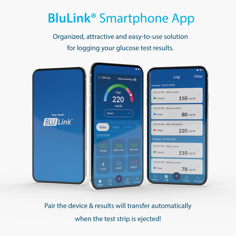 BluLink Diabetic Test Strips by Easy Touch, 150 Count, Compatible with BluLink Blood Glucose Monitor System - BeesActive Australia
