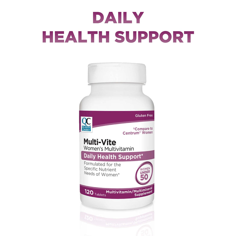 Quality Choice Womens Multi-Vite, Multivitamin Tablets for Daily Health Support Formulated for Women Under 50 in 120 Count Bottles 1