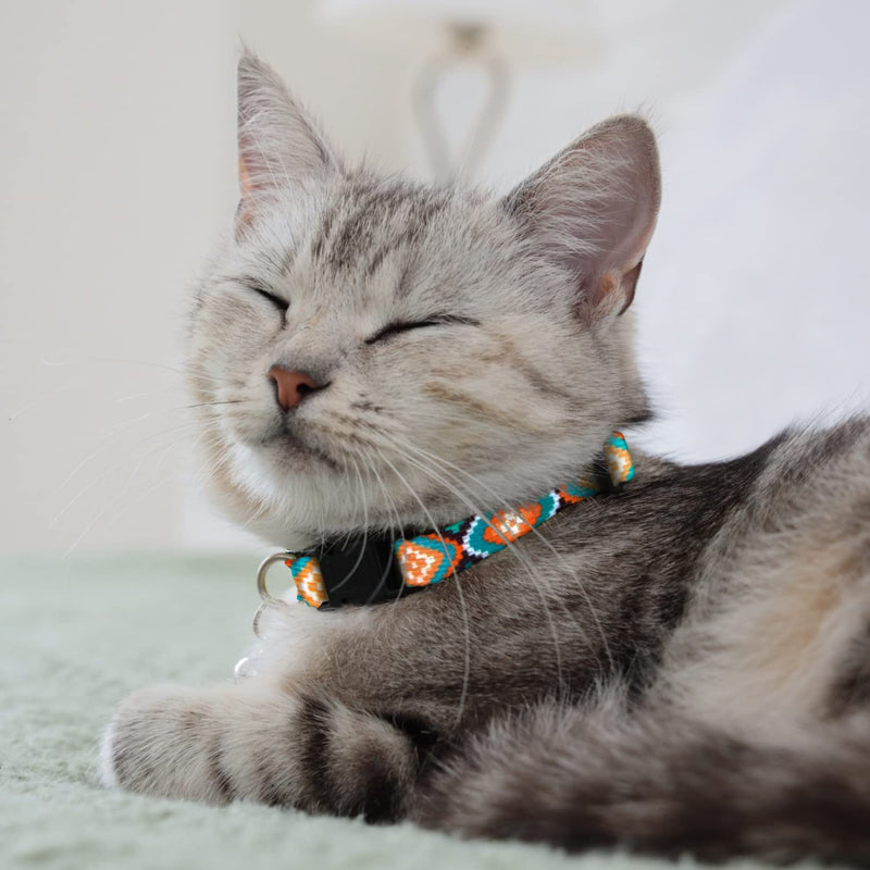 CollarDirect Cat Collar Breakaway Set of 2 Tribal Pattern Aztec Pet Safety Adjustable Kitten Collar with Bell (Tribal + Aztec) Tribal + Aztec - BeesActive Australia