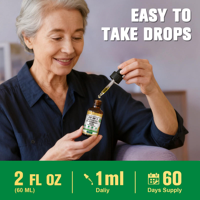 Liquid B Complex with 4000mcg Methylcobalamin B12 – Ultra Absorbable Vitamin B Complex for Energy – Active B1 B2 B3 B5 B6 B12 + Folate – Vegan Friendly (2FL OZ) 2 Bottles 4 Fl Oz (Pack of 1)