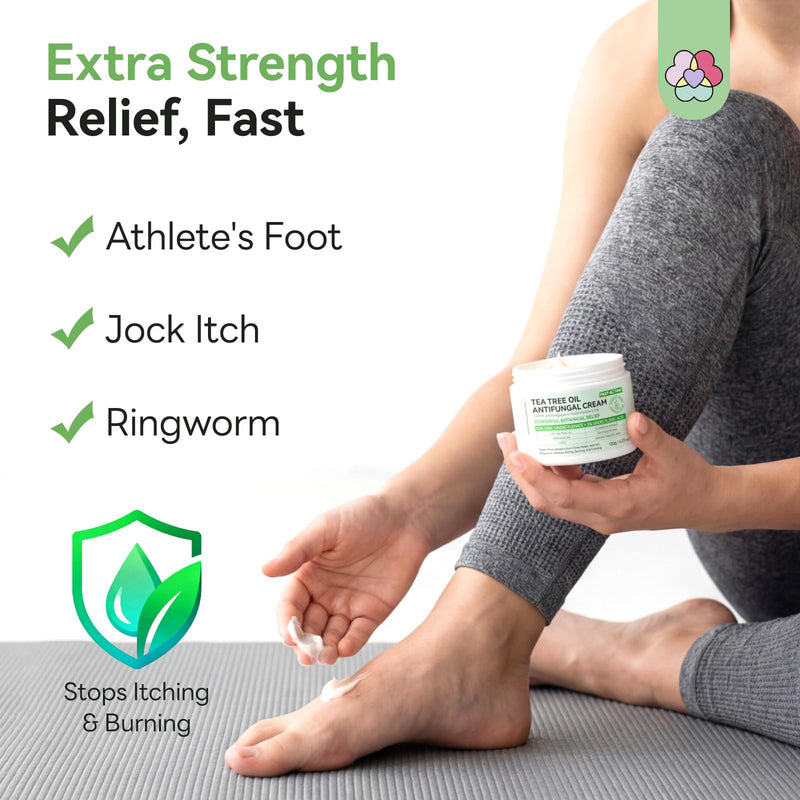 SAVILAND Antifungal Cream 120g FSA-HSA Max Strength 25% Undecylenic Acid Anti Fungal Cream for Skin Foot Fungus Treatment Athletes Foot Jock Itch Ringworm Skin Comfort with Tea Tree & Oregano Oil - BeesActive Australia