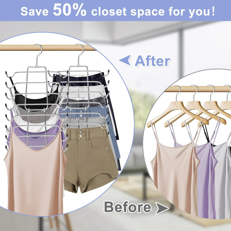 4Pcs Tank Top Hangers Space Saving Hanger Organizer Bra Hangers for Closet Organizer 360° Rotating Metal Closet Organizers and Storage Lingerie for Cami Bras Belts Swimsuits Lingeries Silver 4 Pack