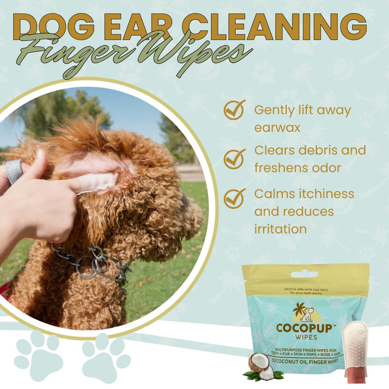 Dog Teeth Cleaning Wipes Ear Nose Paws Fur Cleaner Pure Coconut Oil - PawsPlanet Australia