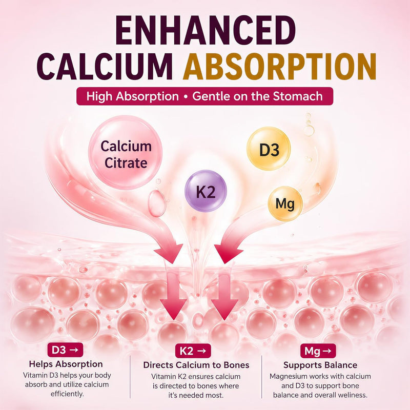 3PACK 1200mg Calcium Gummies for Women 40+ with Magnesium Zinc D3 K2 B12 B6 | Calcium Citrate Chews Gummy with High Absorption For Bone, Teeth, Muscle, Energy Immune Support, Vegan, Sugar Free, 180 Count 60 Count (Pack of 3)
