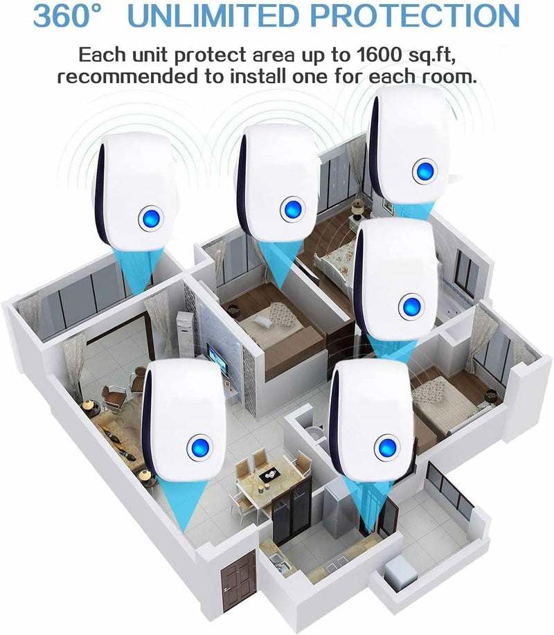 Ultrasonic Pest Repellent, Electric Insect Repellent for Indoor Use, Ariie Pest Control Device for Rodents, Mosquitoes, Ants, Cockroaches, Mice, Fleas, Beetles and Other Insects (10 Pack) - BeesActive Australia