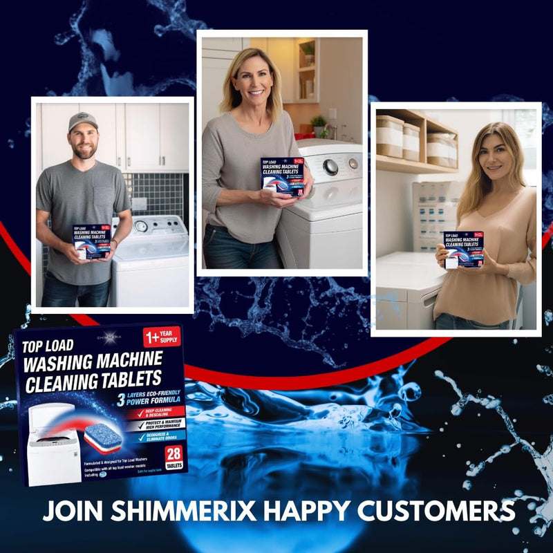Washing Machine Cleaning Tablets - HE Top Load - 28 Tablets - 1 Plus Year Supply - Eco Friendly Washing Machine Cleaner - Deep Cleaning & Descaling - Protect & Deodorize - Made for Top Loader Washers - BeesActive Australia