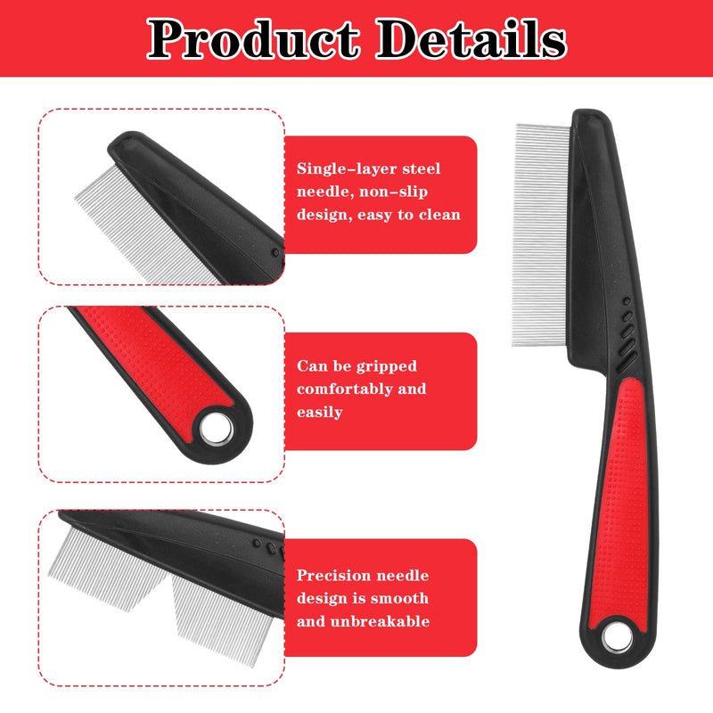 AOZUO Pack of 2 flea combs for cats, flea combs, dogs, cat comb, dandruff comb made of stainless steel, wide fine teeth, lice combs, professional scalp care tool, multifunctional anti-static skewer comb - BeesActive Australia