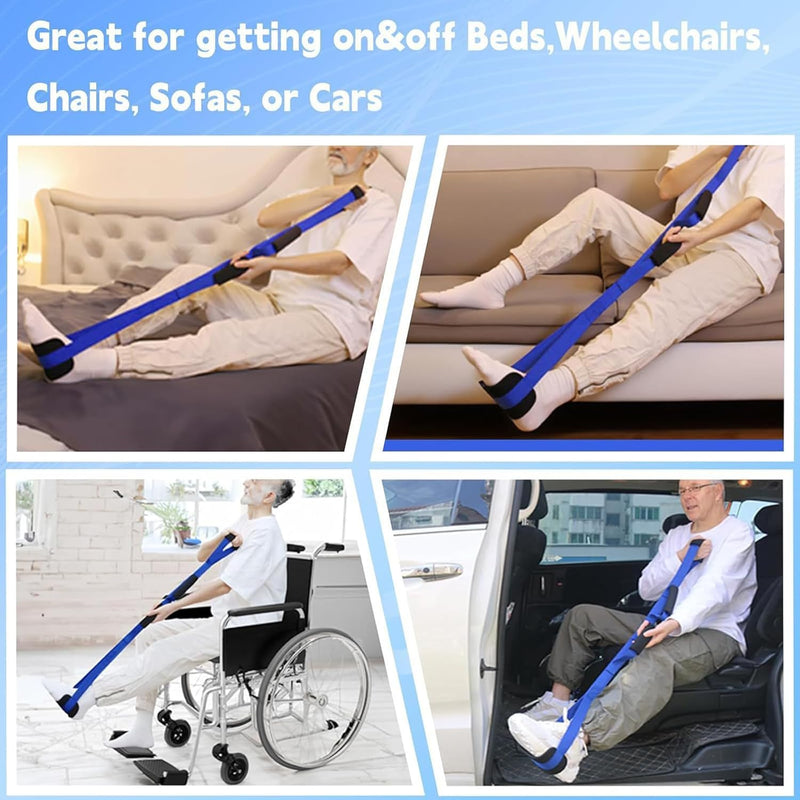 42 Inch Leg Lifter, Leg Lifter After Hip Replacement, Leg Lifter for After Knee Surgery, Leg Lifter Strap Rigid with Multi Loops, Leg Lifters Getting Legs in and Out of Bed, Car, Couch, Wheelchair Blue - BeesActive Australia