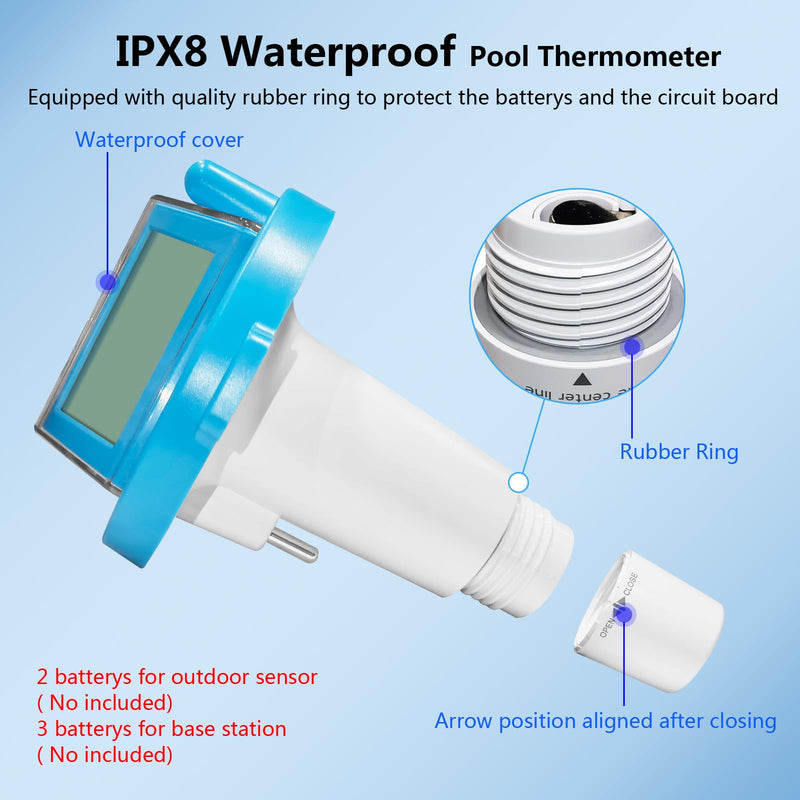 KETOTEK Wireless Pool Thermometer Digital Water Temperature Gauge Pool Floating Indoor Outdoor Thermometers for Swimming Pool, Bathtub, Pond, Aquarium Remote Temperature Monitor Sensor IPX8 Waterproof - BeesActive Australia