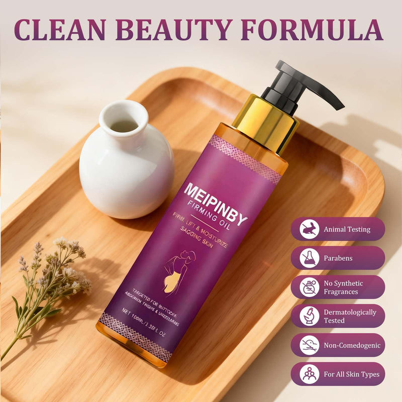 Body Firming Oil, Fast Absorbing Skin Tightening Oil for Arms, Chest & Thighs, Post-Shower Hydration with Vitamin E, Rosehip & Almond Oil,3.38 FL OZ (100ml)