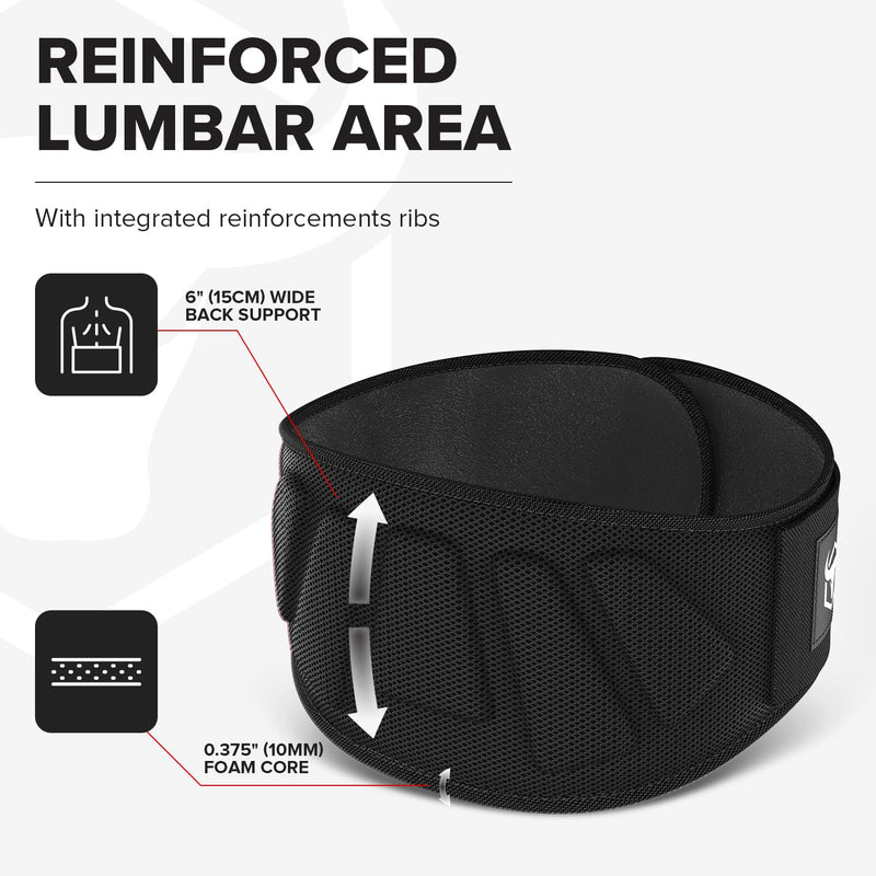 Weightlifting Belt For Men and Women - 6 Inch Auto-Lock Weight Lifting Back Support, Workout Back Support for Lifting, Fitness, Cross Training and Powerlifitng Medium Black