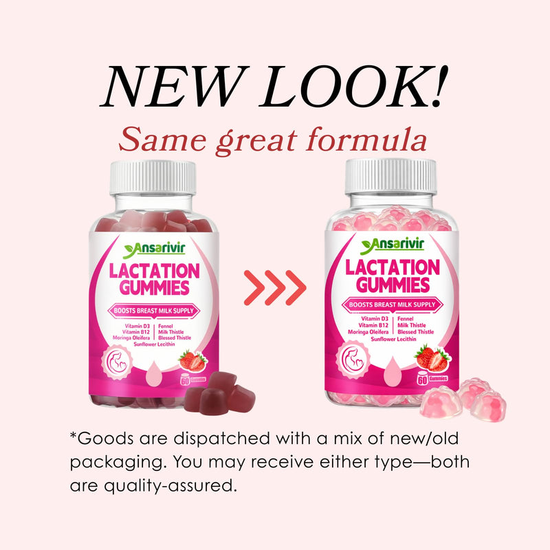 Lactation Supplement Gummies – Powered by Moringa, Fennel, Sunflower Lecithin, Milk Thistle, Blessed Thistle, Plus Vitamins D3 & B12 – 60 Gummies for Breastfeeding Support & Milk Supply Boost