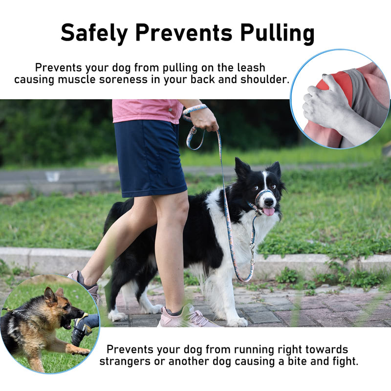 BARKLESS Dog Head Collar, Anti-Pulling Printed Head Halter with Leash, Gentle Snout Harness with Adjustable Clip for Small Medium, and Large Dogs, Perfect for Training Leash-Reactive Pullers M Trees - BeesActive Australia