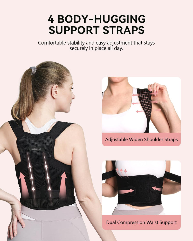 Posture Corrector for Women and Men, Back Brace with Shoulder Support, Adjustable Full Back Brace Straightener for Posture Improving, Relief for Upper & Lower Back, Shoulder Pain (Large) Large - BeesActive Australia