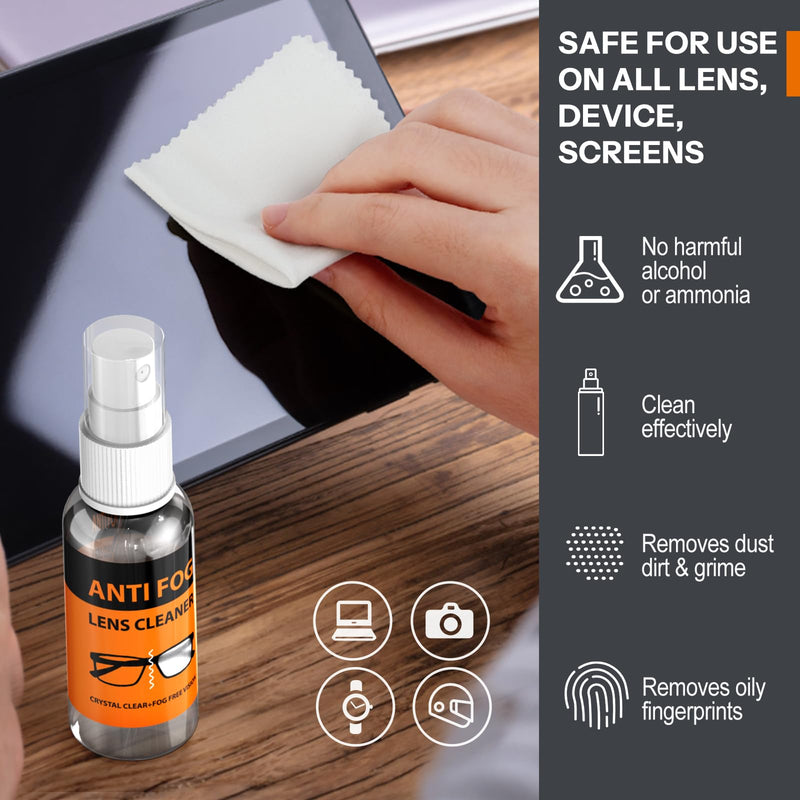 Glasses Cleaner,8 in 1 Glasses Cleaning Kit with 24H Anti Fog Eyeglass Cleaner Spray| Portable Glasses Cleaner Tool|Eye Glass Clean Cloths, Glasses Anti Slip with Soft Eyeglass Nose Pads & Ear Grip Black - BeesActive Australia