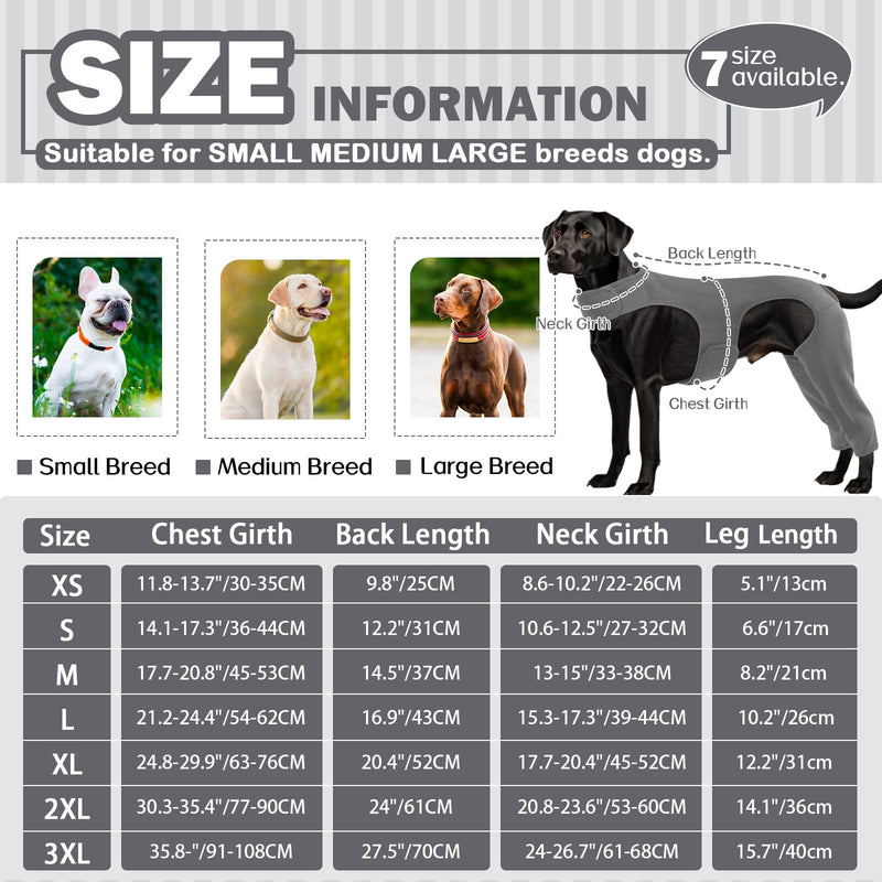 Hjyokuso dog bodysuit after surgery, dog bodysuit after surgery with leg, wound protection suits for dogs, dogs hind leg protection, anti-wound licking surgery body dogs, E-collar alternative for dogs, dog leg protection bodysuit M grey - BeesActive Australia