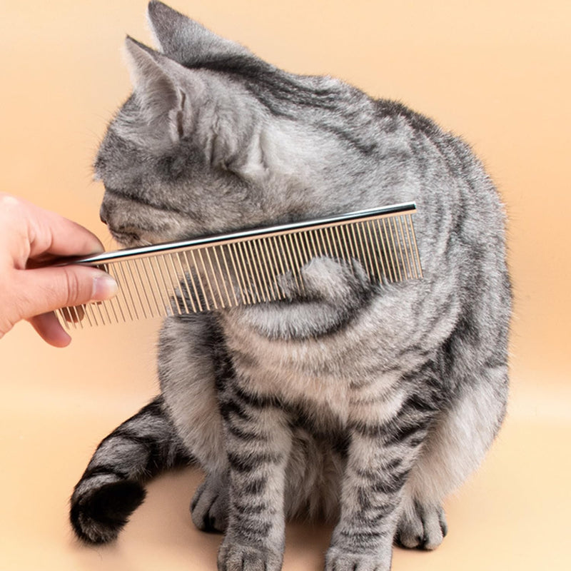 1 piece pet comb with rounded teeth, stainless steel dog comb for removing tangles and knots, pet comb brush care comb for cats and dogs (19 x 3.3 cm) - BeesActive Australia