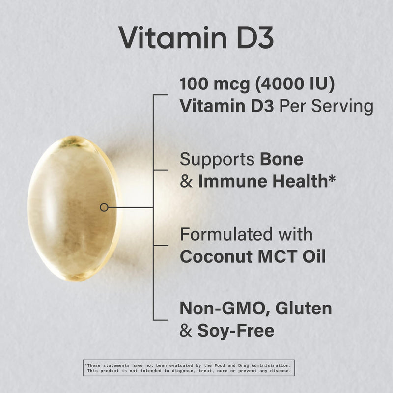 Sports Research® Vitamin D3 4000iu/100mcg with Coconut MCT Oil, 360 Count | Double Strength Vitamin D Supplement | Supports Healthy Bones & Immune Function | Non-GMO · Soy Free - 360 Servings 360 Count (Pack of 1) D3 (4,000 IU)