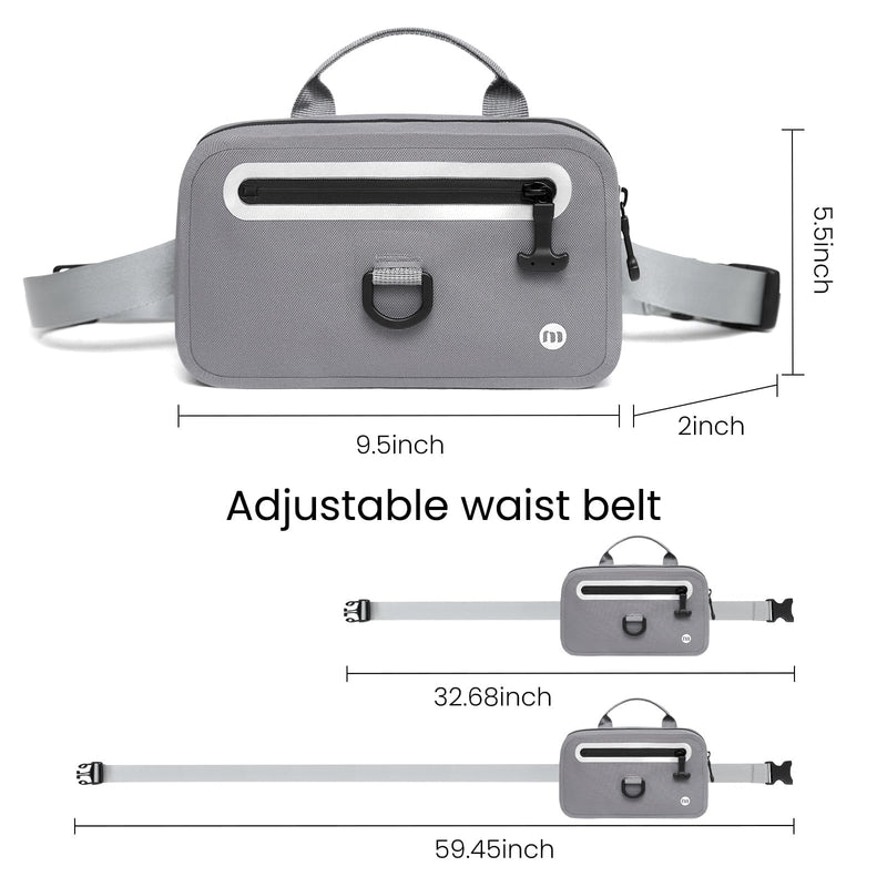 Floating Waterproof Fanny Pack with Extra-Long Adjustable Belt – Secure Waterproof Belt Bag for Phone, Passport, and Wallet, Ideal for Swimming, Kayaking, Boating, Beach, Fishing, Waterpark Gray