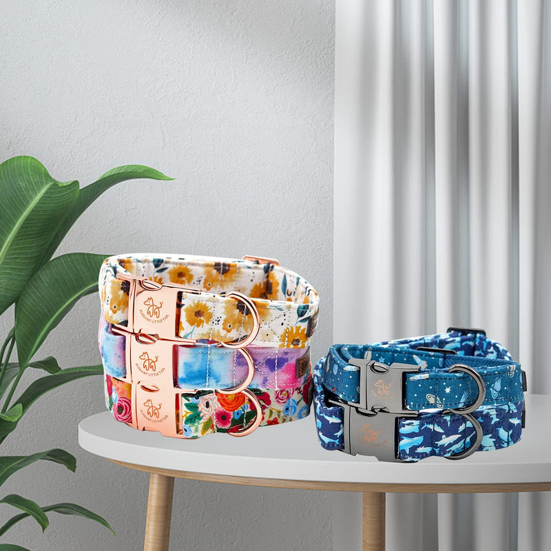 Elegant little tail Dog Collar, Sunflower Pattern Pet Collar Durable Cute Dog Collars Summer Fall Female Pet Gift Adjustable Dog Collar for Medium Dogs Medium (Pack of 1) - BeesActive Australia