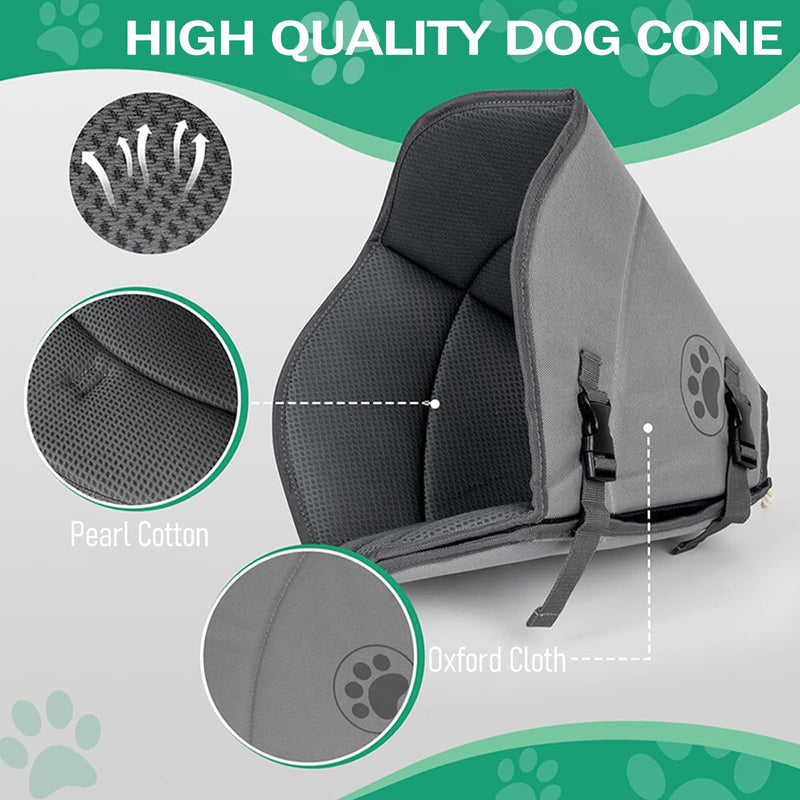 DKDDSSS Dog Collar, Soft Protective Collar, Cone Collars, Adjustable Recovery Collar, Protective Dog Collar, Breathable Pet Elizabethan Dog Collar, Bite Prevention, Grey, L - BeesActive Australia