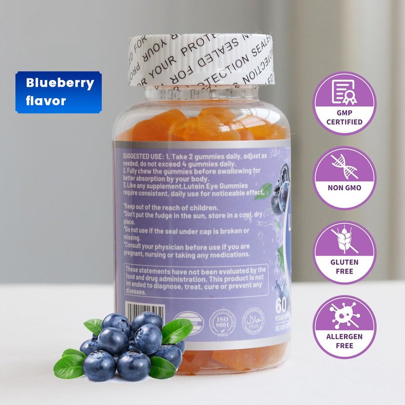 Lutein Eye Gummies, Eye Care Supplements for Adults, 60 Ct | With Lutein 20mg & Zeaxanthin 4mg, Supports Vision & Clarity, Vegan, Blueberry Flavored