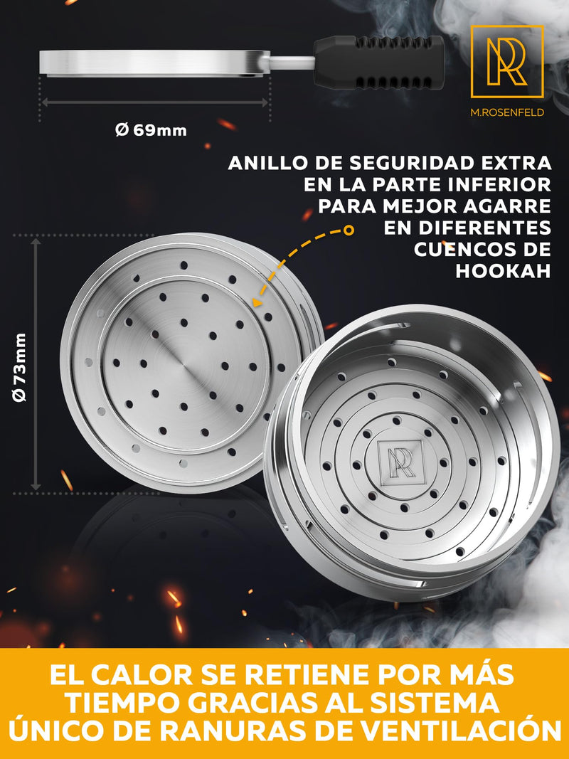 M. ROSENFELD Hookah Coal Holder - Hookah Charcoal Holder – Hookah Heat Management System - Hookah Head for Shisha Hookah Flavor - Hookah Accessories - Hookah Flavor Saver Hookah Coal Cover HULI Silver - BeesActive Australia