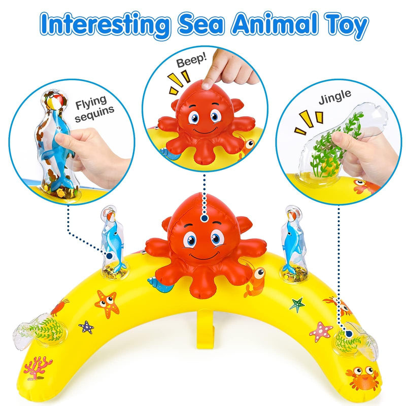 EZIGO Baby Pool Float with Canopy UPF50+ Sun Protection, Inflatable Kids Pool Floats with Ocean Animal Toys for Baby 6-36 Months, Infant Swimming Float with Adjustable Safety Seat for Boys Girls blue - BeesActive Australia