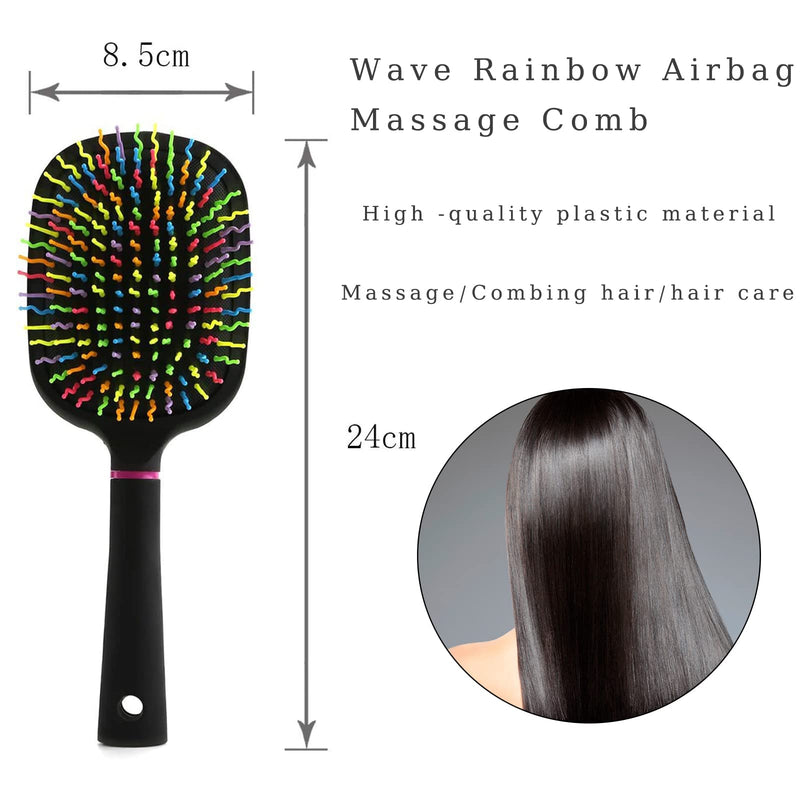 EudoUS 1000RB Rainbow Paddle Mane and Tail Brush Detangler Plastic Forky Comb for Horses