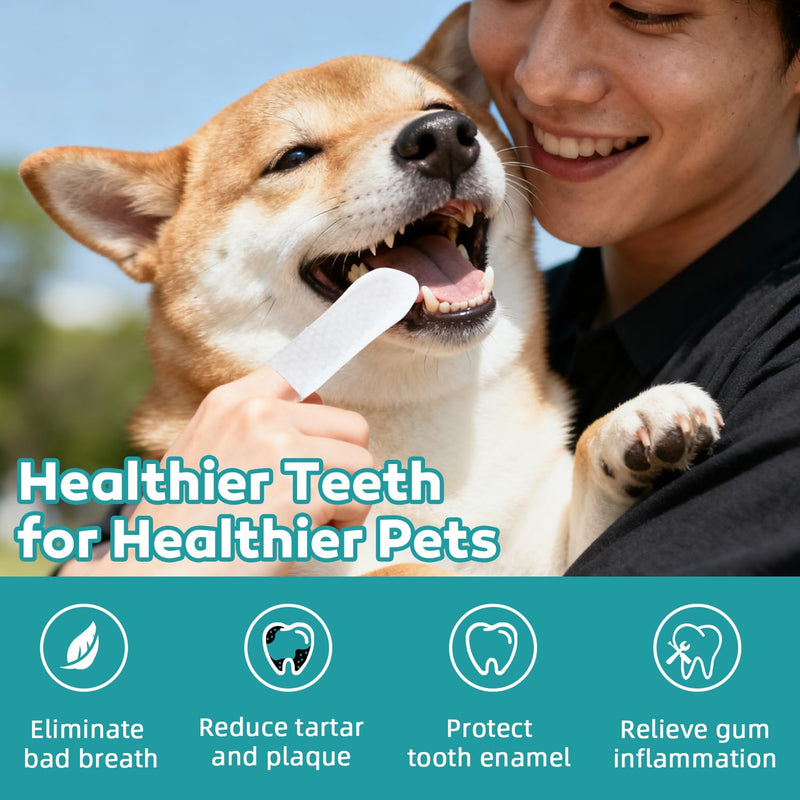 Teeth Cleaning Wipes for Dogs & Cats, Natural Formula Dog Finger Toothbrush Wipes Remove Plaque & Tartar Buildup, No-Rinse Disposable Dog Dental Care Finger Wipes(50 PCS) 1pcs Dark Cyan
