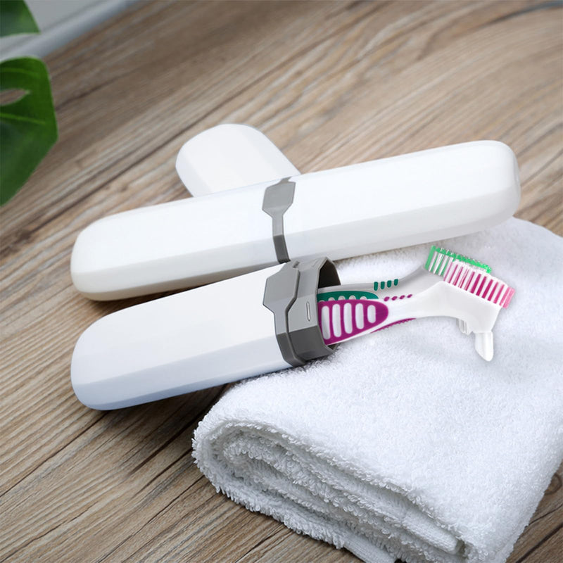 Denture Brush, 2 Pcs False Teeth Toothbrush with White Carrying Case, Multi-Tiered Bristles with Comfort Grip Handle for Effective Denture Cleaning - BeesActive Australia