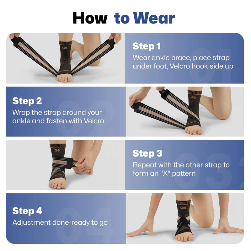 PAPLUS Ankle Brace for Women & Men, Copper Infused Compression Sleeve for Plantar Fasciitis Relief, Achilles Tendonitis Brace with Ankle Support for Sprained, Foot Pain, Sports Recovery X-Large
