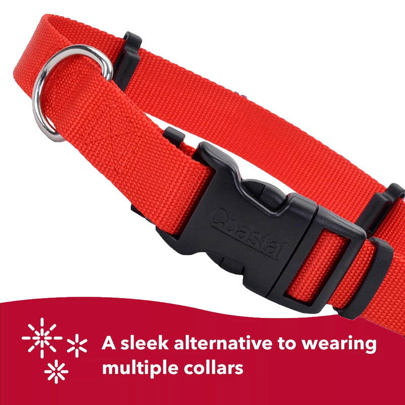 Coastal Pet SecureAway Collar Protector for Flea Collars - Adjustable pet Accessory - Protective Flea Collar for Dogs & Puppy - Red, 5/8" x 8-12"