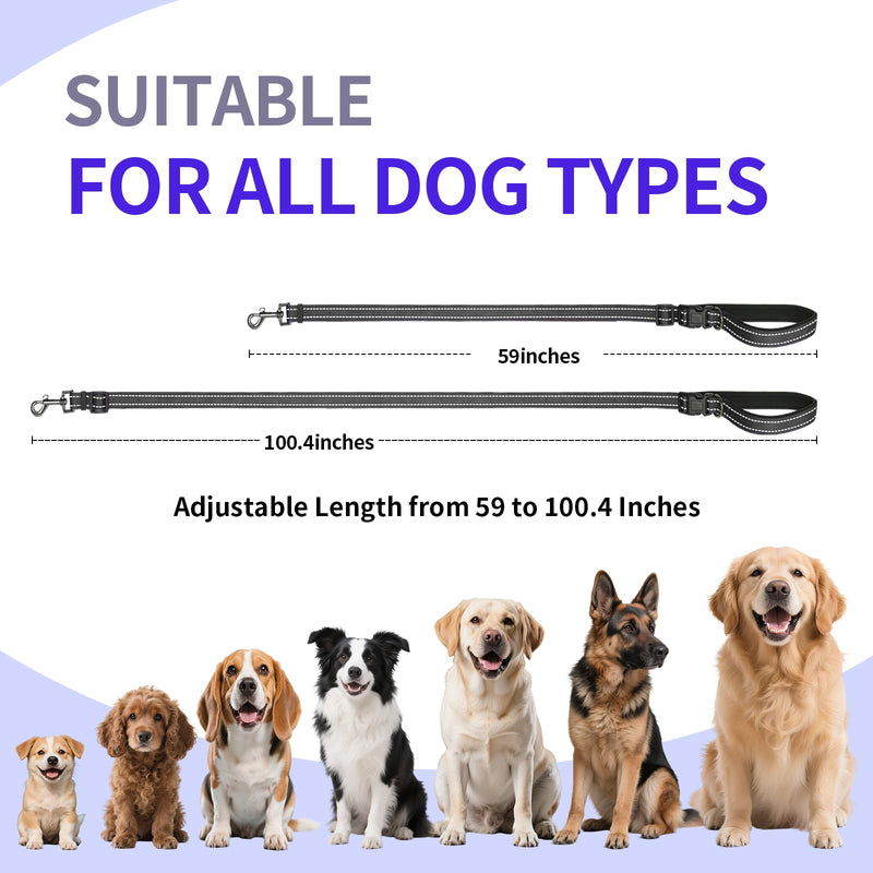 Kazazoo Hands-Free Dog Leash Adjustable Length 5-8Ft, Waist for Dog Walking, Running for Small &Medium Dogs with Reflective Strips, Ballistic Nylon, Waist Belt, Lightweight Black M - BeesActive Australia