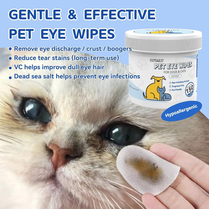 150PC Eyes Wipes for Dogs - Tear Stain Remover for Dogs - Dog Eye Cleaner,Eye Debris, Discharge, Mucus Secretions - Eye Wipes for Dogs & cat Eye Wipes - 3.2 inches (3.2 Large) 3.2 Large - BeesActive Australia