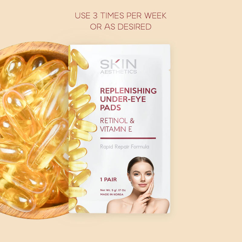 Retinol & Vitamin E Under Eye Patches - Reduces Wrinkles, Fine Lines & Eye Bags, Repairs Skin - Dermatologist Tested Korean Skincare - Clean Beauty, Cruelty-Free - 5 Pairs Retinol & Vitamin E