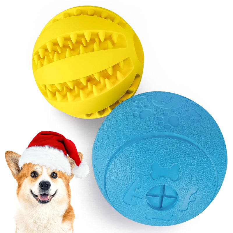 HIPPIH Dog Puzzle Toys 2 Pack, Interactive Dog Toys for Large Dogs & Small Dogs, Puppy Toys for Treat Dispensing, Durable Dog Balls for Teeth Cleaning/IQ Training, Dog Enrichment Toys for Chewing Yellow＋Blue - BeesActive Australia
