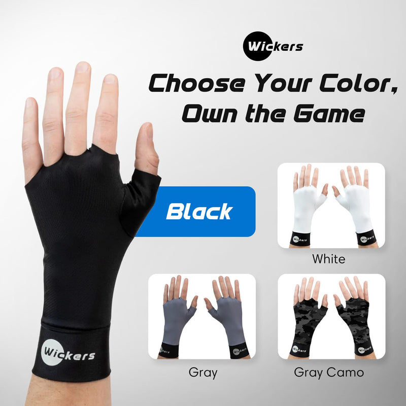 Wickers Thin Fingerless Gloves Men & Women - Lightweight Inner Boxing Gloves, Breathable Inner Glove Liners for Exercise, Gym Glove - Pair Black Large