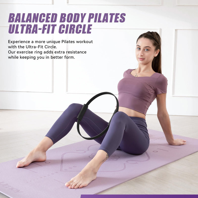Pilates Ring Circle, 14" Magic Circle Pilates Rings for Focusing on Toning Inner Thighs, Arms, and Core, Fitness Exercise Ring Workout Ring for Yoga and Pilates Black