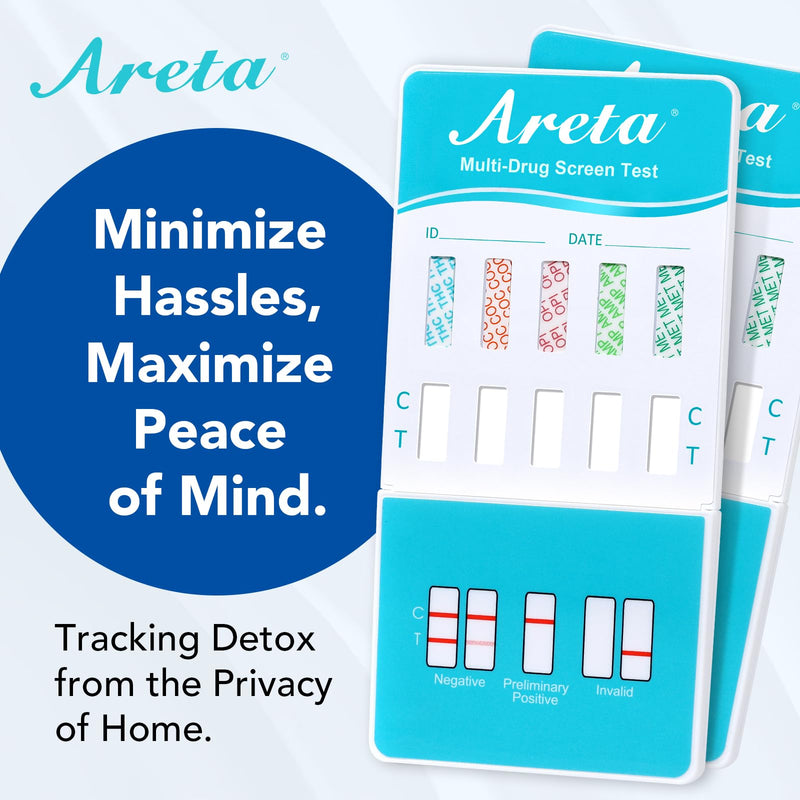 Areta Multi-Drug Screen Test for Marijuana (THC), Cocaine, Amphetamine, Morphine, Methamphetamine, 5 in 1 Home Urine Drug Testing Kit 5 Pack -#ADTP-254