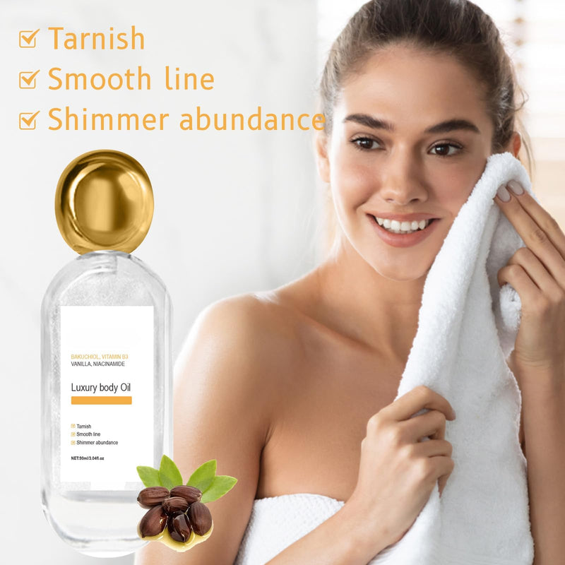 Luxury Body Oil ,90ml | with Vitamin B3, Vanilla and Coconut Oil Extra, Smooths Lines, Soothe dryness, Enhances Glow , for Radiant Skin