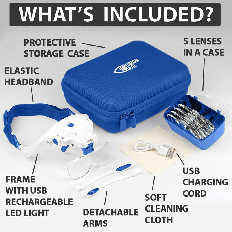 Blue and Black Edition - 2 Sets - Vision Aid Magnifier with a Storage Case - USB Rechargeable